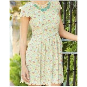MATILDA JANE 14 womens POPPY FIELD Floral DRESS Scalloped trim Pockets Z22